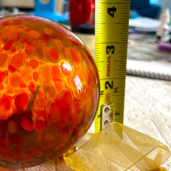 Blown Glass Christmas Ornament Orange Color Beautiful Holiday Gift on the Tree - Picture 5 of 5